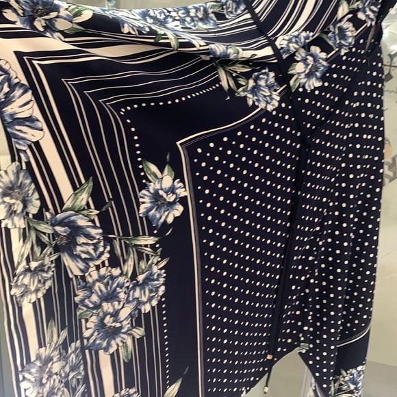 NWT 🌸JR Midnight Blue/Multi Floral Striped Kerchief Hem Midi Dress - Picture 11 of 16